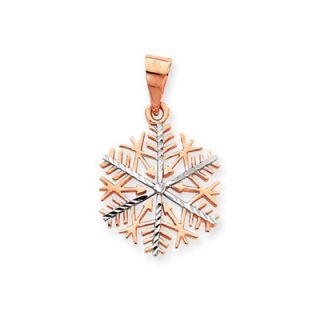 Jewelryweb 14k Rose gold and Rhodium Snowflake Pendant