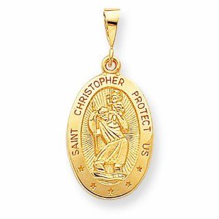 10K Gold ST. CHRISTOPHER MEDAL Pendants Jewelry