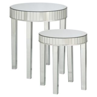 Piece Mirrored Nesting Table Set in Silver