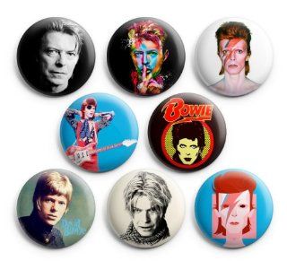 David Bowie Pinback Buttons Badge 1.25" (Set of 8 ) Changes Ziggy NEW 