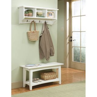 Set includes bench table and coat hooks with storage Shaker Cottage