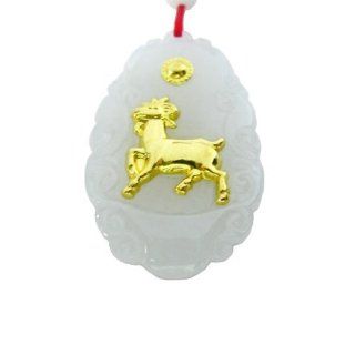 Natural Jade Agate 24k Gold Zodiac Goat Necklace Jewelry