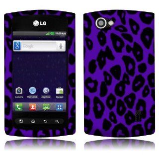 LG Optimus M+ MS695 Purple Leopard Rubberized Cover Cell Phones & Accessories
