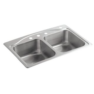 Kohler Cadence 33 X 22 X 8 5/16 Top Mount Double Equal Kitchen Sink