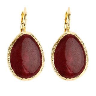 ELYA 24K Gold Plated Brass Red Dyed Chalcedony Earrings West Coast Jewelry Jewelry