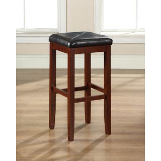 Upholstered Square Seat 29 Barstool in Vintage Mahogany