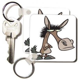 Funny Stubborn Donkey Cartoon   Set Of 2 Key Chains Clothing
