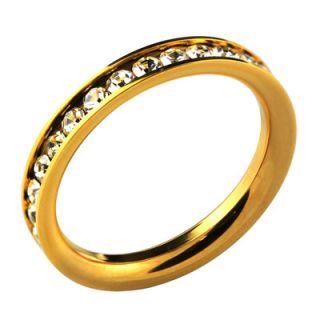 Trendbox Jewelry Stainless Steel Cubic Zirconia Eternity Band Ring