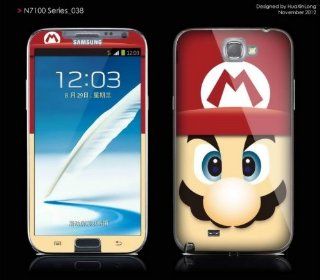Cartoon Cute Supe Hero Super Mario Full Body Decal Fashionable Screen Protector Skin Sticker Front and Back for Samsung Galaxy Note 2 II N7100 with Batman style back pin 2.3 inch badge Cell Phones & Accessories