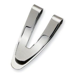 Mens 2" V Shape Polished Stainless Steel Money Clip Jewelry
