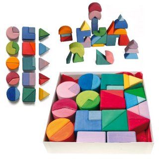 Grimm's Geometric Block Pairs Waldorf Set   Wooden Triangle, Square & Circle Blocks to Match and Stack Toys & Games