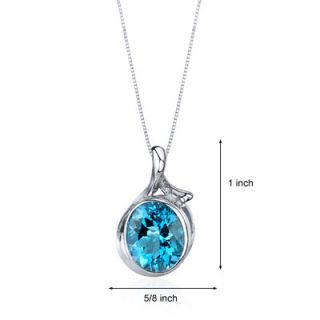 Oravo Boldly Colorful 5.25 Carats Oval Cut Swiss Blue Topaz Pendant in