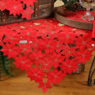 Xia Home Fashions Festive Poinsettia Embroidered Cutwork Holiday Table