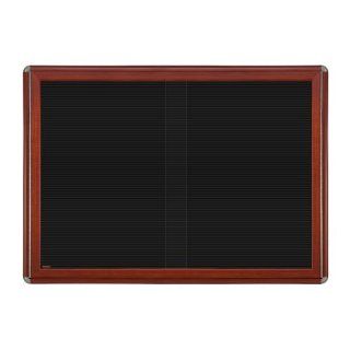 34" x 47" 2 Door Sliding Ovation Letterboard Surface Color Black, Color Chrome, Frame Finish Cherry  Changeable Letter Boards 