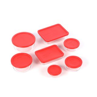 Pyrex 14 Piece Bakeware/Cookware Set with Red Plastic Covers