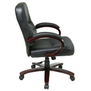 Office Star Products Mid Back Leather Office Chair with Arms