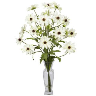 Nearly Natural Cosmos with Vase Silk Flower Arrangement in White