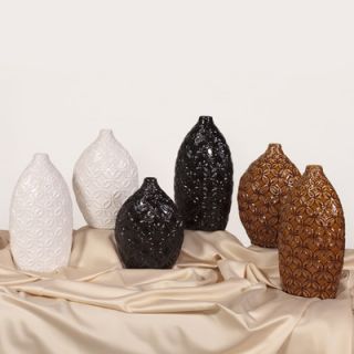 Howard Elliott 2 Piece Floral Textured Ceramic Vase Set