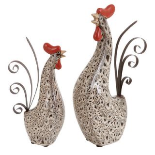 Woodland Imports 2 Piece Rooster Figurine Set