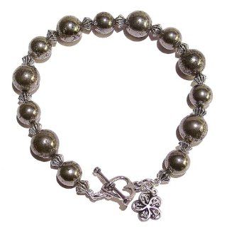 Pyrite & Tibetan Silver Bracelet 20cm Jewelry