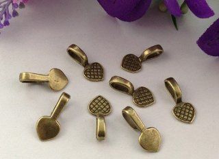 100PCS Antiqued Bronze Metal Heart Glue on bail charms A11586B