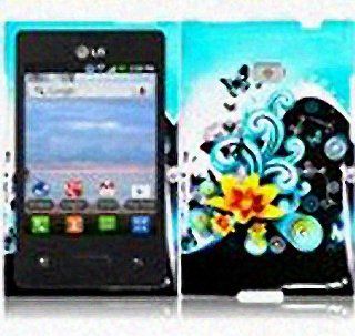 Blue Flower Hard Cover Case for LG Optimus Logic L35G Cell Phones & Accessories