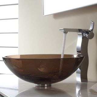 Kraus Bathroom Combos Glass Vessel Bathroom Sink with Single Handle