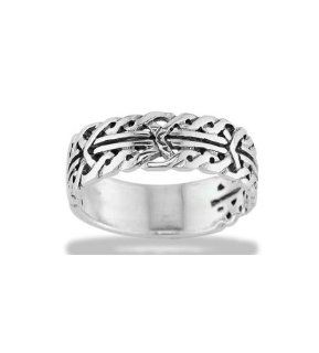 Men's Solid Silver Medieval Rope Braid Tribal Band Ring Jewelry