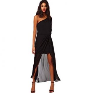 Womens Casual Fashion Sexy Black Chiffon Summer Prom Party Maxi Long Shirt Dress