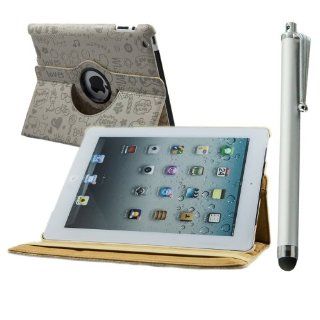 Brightgate New Magic Grey Pu Leather 360 Swivel Magnetic Smart Case Stand for Ipad 2 3 4 with silver stylus pen Computers & Accessories