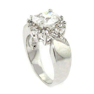 Classic Flower Engagement Ring  Oval Brilliant White CZ Alljoy Rings Jewelry