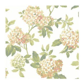 York Wallcoverings JT7656 Ashford House Blooms Hydrangea Wallpaper, White/Off Whites    