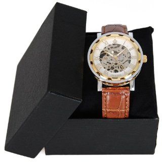 Exquisite Orkina Gear Master Gold/silver Skeleton Mechanical Leather Men Watch at  Men's Watch store.