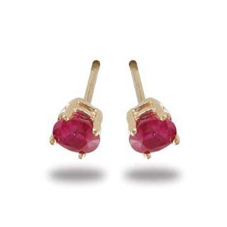 14K Gold Oval Ruby Stud Earrings Jewelry