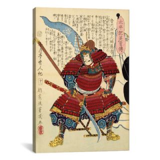 iCanvasArt Japanese Samurai with Naginata Woodblock Graphic Art on