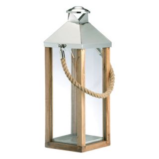 DK Living Metal and Glass and Wood Lantern