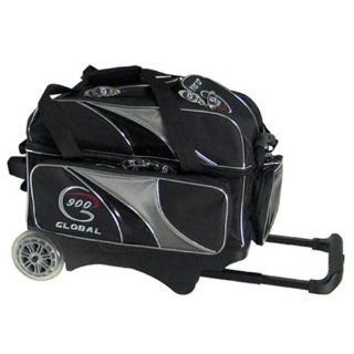 900 Global Deluxe 2 Ball Roller Bowling Bag  Black/Silver   Sports & Outdoors