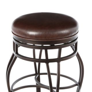 American Heritage Bella Backless Stool in Pepper with Bourbon Leather