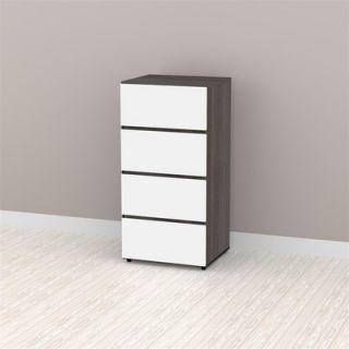 Nexera Allure 36 Storage Cabinet in White and Ebony with 3 Drawers