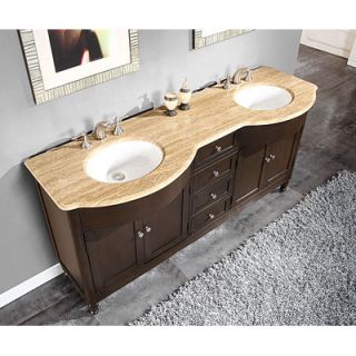 Silkroad Exclusive Kelston 72” Double Sink Cabinet Bathroom Vanity