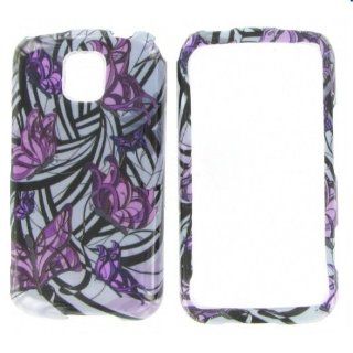 LG MS690 (Optimus M) Purple Butterfly Protective Case Camera & Photo