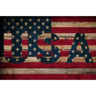 iCanvasArt U.S.A. American Flag, Stars Wood Boards Canvas Wall Art