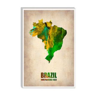 iCanvasArt Brazil Watercolor Map Canvas Wall Art from Naxart