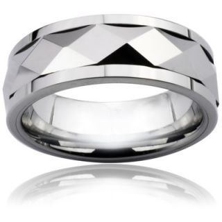 West Coast Jewelry Mens Tungsten Carbide Diamond Faceted Spinner