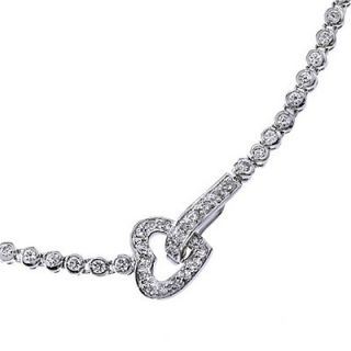 CZ Collections Tiffany Tennis Diamond Heart Necklace