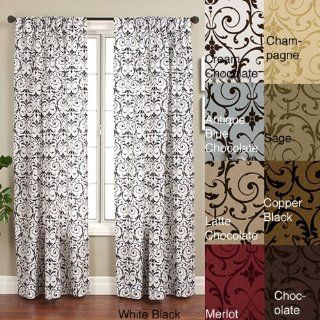 Seville Rod Pocket 84 inch Curtain Panel in Antique Blue/Chocolate  Window Treatment Panels  