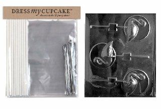 Dress My Cupcake DMCKITA121 Chocolate Candy Lollipop Packaging Kit with Mold, Flamingo Lollipop on Disc Kitchen & Dining