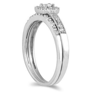 Szul Jewelry 10K White Gold Princess Cut Diamond Bridal Ring Set