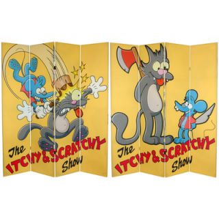 Oriental Furniture 71 Tall Double Sided Itchy and Scratchy 4 Panel