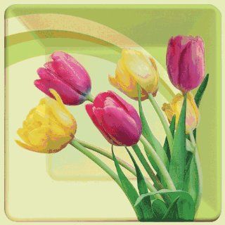 Blooming Tulips 7 inch Square Paper Plates 8 per Pack Kitchen & Dining